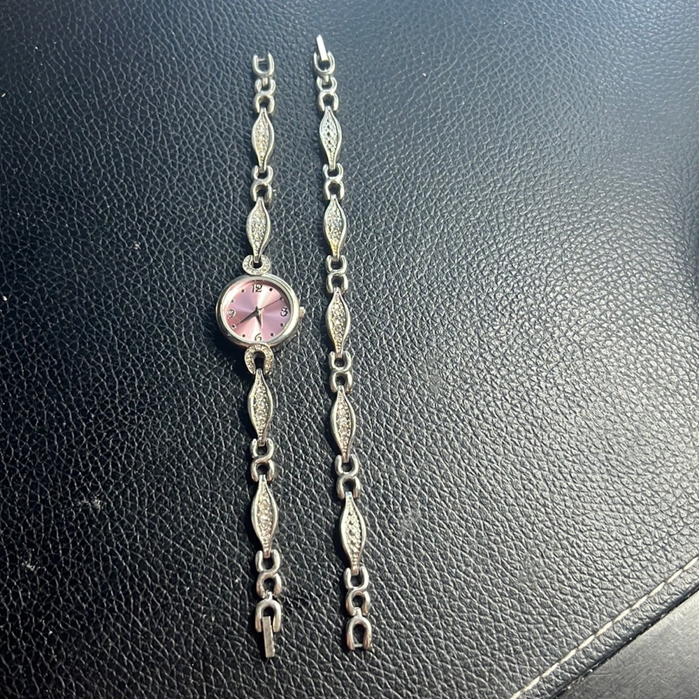Silver watch and bracelet set